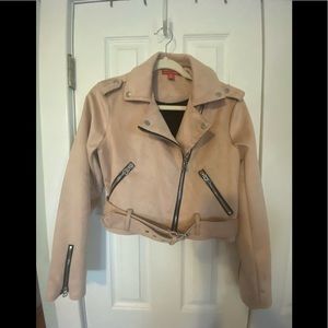 Biker Moto Cropped Jacket Faux Suede Saks Fifth Avenue